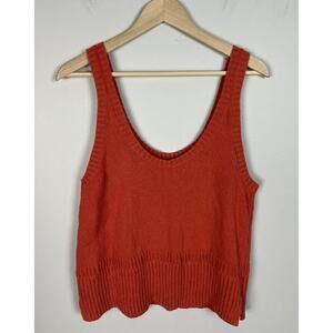 Madewell Minton Scoop Sweater Tank Orange Knit Size Medium Cotton Blend Women’s